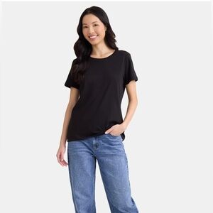 TIME AND TRUE Black Short Sleeve ribbed Tee